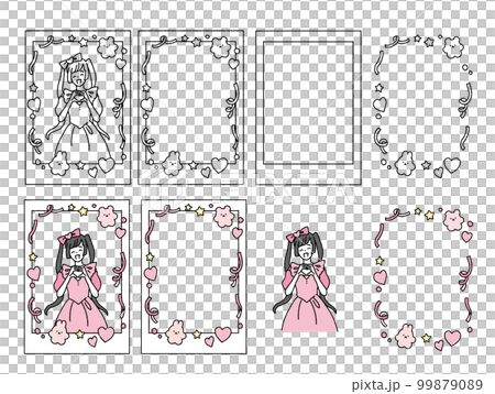 シンプルなタッチ　推しアイドルのチェキのイラストレーションセット 99879089