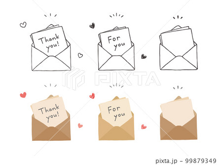 手描きの手紙・封筒 Thank youイラストセット 99879349