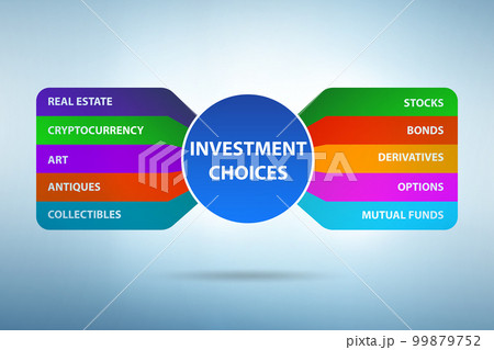 Concept of various financial investment options 99879752