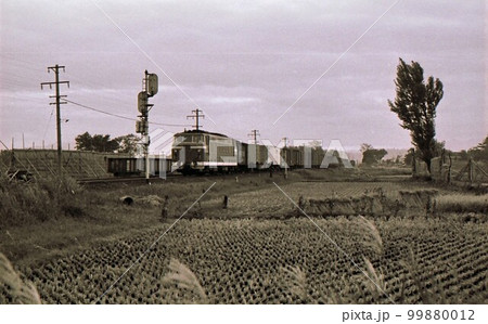 昭和44年　羽越本線 坂町　ディーゼル機関車牽引貨物列車 記録写真　新潟県 99880012