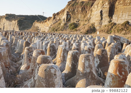 海辺に並ぶ大量のテトラポッド 海辺に並ぶ大量のテトラポッド 99882122