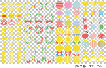 Colorful and cute pattern ranking illustration crown laurel etc. Colorful and cute pattern ranking illustration crown laurel etc. 99882565