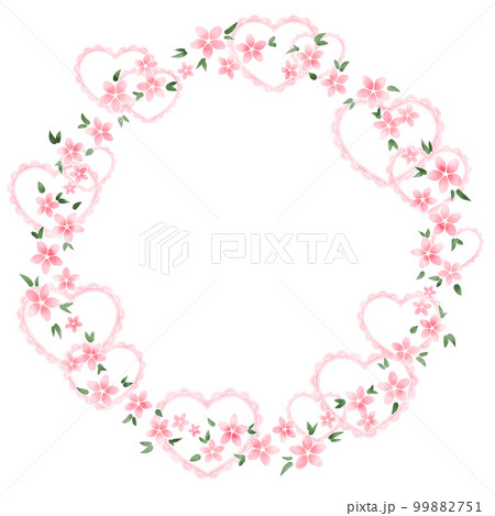 桜とレースのハート（リース） 99882751