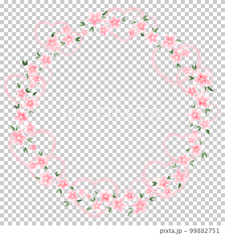 桜とレースのハート（リース） 99882751