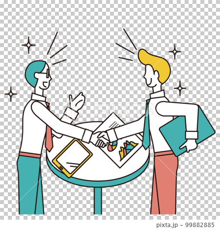 一個男性商人和一個握手達成商業交易的西方人 99882885