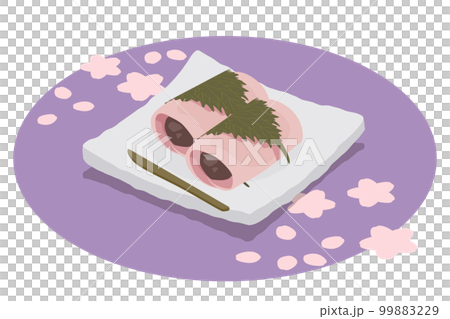 Isometric vector illustration of Sakuramochi Sakuramochi (Kanto style, Chomeiji) Isometric vector illustration of Sakuramochi Sakuramochi (Kanto style, Chomeiji) 99883229