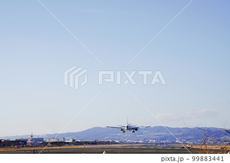 大阪 豊中 着陸前の飛行機(ボーイング737-800)(原田進入灯橋付近から、晩冬) 大阪 豊中 着陸前の飛行機(ボーイング737-800)(原田進入灯橋付近から、晩冬) 99883441