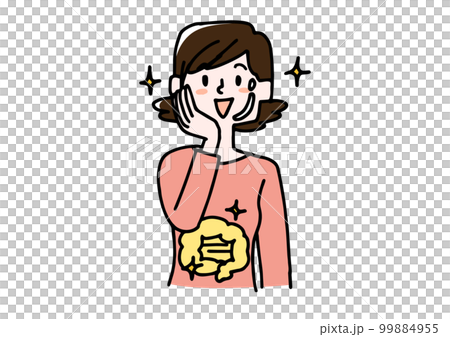 腸が元気で肌もきれいになる女性のイラスト素材 [99884955] - PIXTA