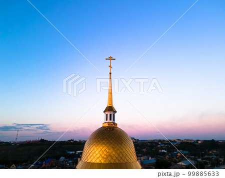 Gospel of Jesus Christ. The religious church is a chapel for praying to God.Golden domes with a crucifix at the top.A holy place for Orthodox Christians and Catholics.Holy is the Savior of the spirit 99885633