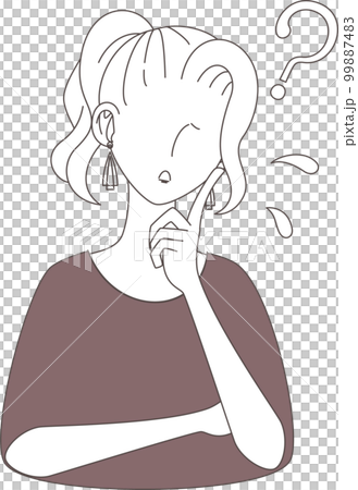スタイリッシュでおしゃれな女性のペン画イラスト(焦る) スタイリッシュでおしゃれな女性のペン画イラスト(焦る) 99887483