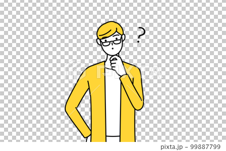 疑問を持つカジュアルな格好をした若い男性 99887799