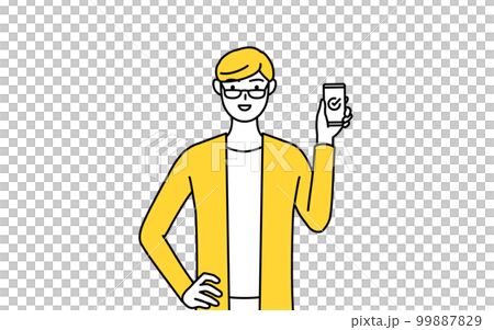 Casually dressed young man using a smartphone at work 99887829