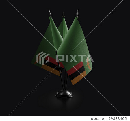Small national flags of the Zambia on a black background Small national flags of the Zambia on a black background 99888406