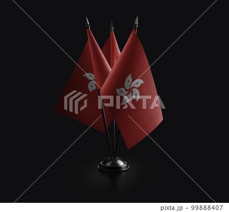 Small national flags of the Hong Kong on a black background Small national flags of the Hong Kong on a black background 99888407