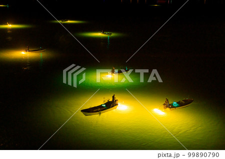 徳島_吉野川のシラスウナギ漁の絶景 徳島_吉野川のシラスウナギ漁の絶景 99890790