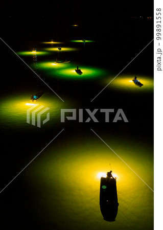 徳島_吉野川のシラスウナギ漁の絶景 99891558