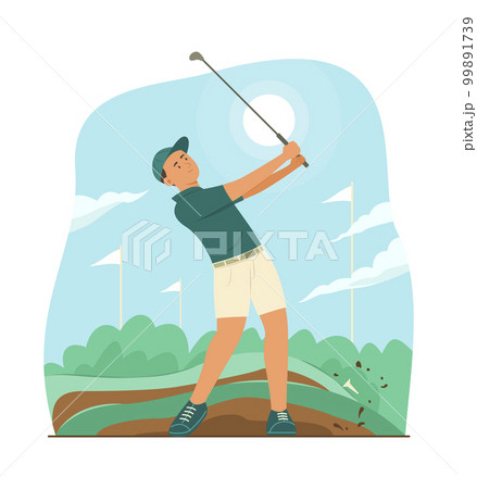 Athlete Man Playing Golf in Golf Course 99891739