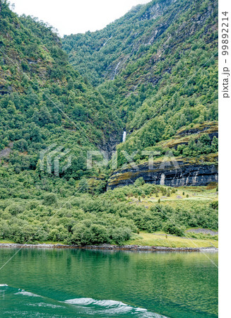 Beautiful view of Flam Fjord from a cruise boat trip Beautiful view of Flam Fjord from a cruise boat trip 99892214