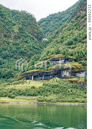 Beautiful view of Flam Fjord from a cruise boat trip Beautiful view of Flam Fjord from a cruise boat trip 99892215