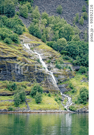 Beautiful view of Flam Fjord from a cruise boat trip 99892216