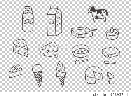 Dairy products, cream sketch, milk food vector:: tasmeemME.com