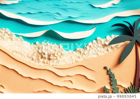Beach town background in paper craft. Beach town background in paper craft. 99893845