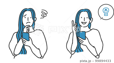 スマホを操作する女性のイラストセット 99894433