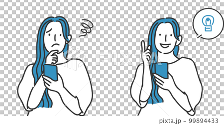 スマホを操作する女性のイラストセット 99894433
