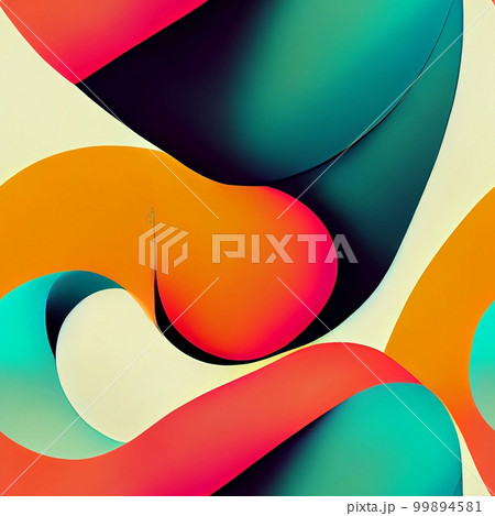 Psychedelic swirls and curves: Use bold, bright colors and fluid lines to create a groovy, psychedelic pattern Generative AI, illustration 99894581
