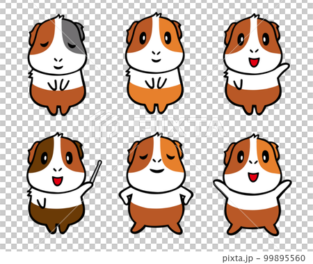 Loose hand-drawn guinea pig character set 4 (bowing, pointing stick, triumphant face, etc.) 99895560