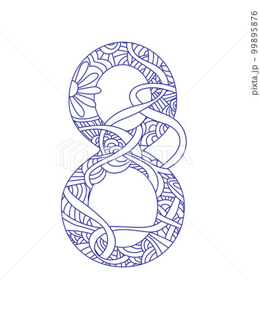 Number 8 decorated doodle pattern. Happy International Womens Day. Number 8 decorated doodle pattern. Happy International Womens Day. 99895876