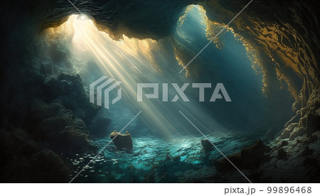 海中　水中　洞窟　背景素材 99896468