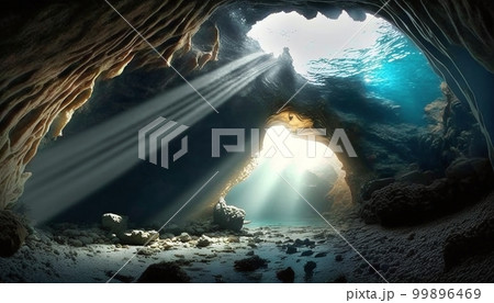 海中　水中　洞窟　背景素材 99896469