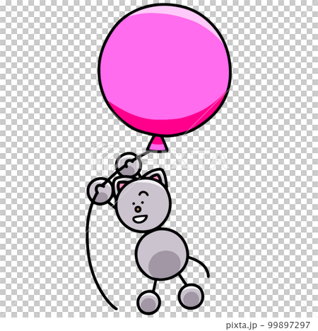 Illustration of Nyanmaru being blown away by a balloon Cat Illustration of Nyanmaru being blown away by a balloon Cat 99897297