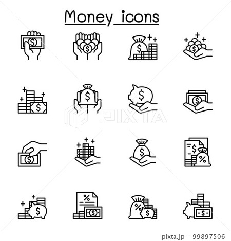 Money icon set in thin line style 99897506