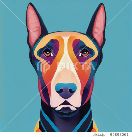 The head of a Doberman dog breed on a blue background. AI-generated 99898061