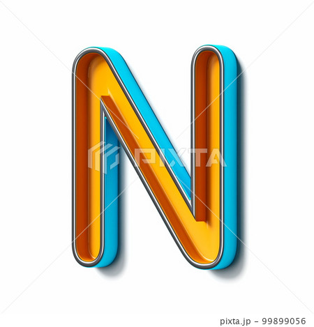 Orange blue thin metal font Letter N 3D Orange blue thin metal font Letter N 3D 99899056