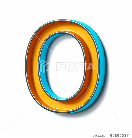 Orange blue thin metal font Letter O 3D 99899057