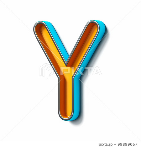 Orange blue thin metal font Letter Y 3D Orange blue thin metal font Letter Y 3D 99899067
