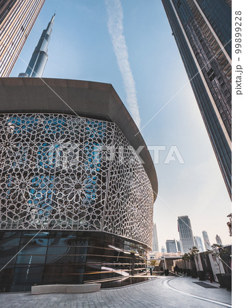 Dubai Opera house in Downtown Dubai, surrounded by skyscrapers and Burj Khalifa, in UAE, United Arab 99899228