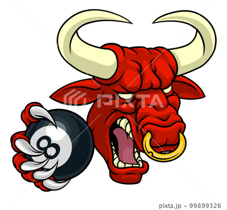 Bull Minotaur Longhorn Cow Pool Mascot Cartoon 99899326