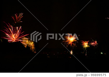 Long exposure of fireworks on New Year's Eve Long exposure of fireworks on New Year's Eve 99899575