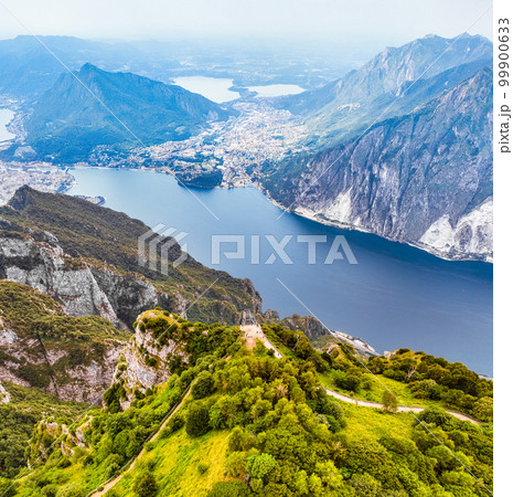 Aerial view of the Belvedere Parco Valentino, Piani dei Resinelli, near the Lecco mountain in Como 99900633