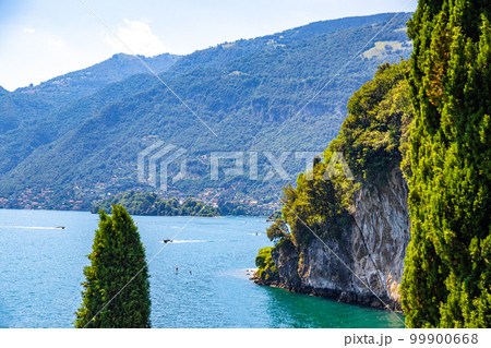 View of Villa del Balbianello overlooking Lake Como in Lenno, Lombardy, Italy View of Villa del Balbianello overlooking Lake Como in Lenno, Lombardy, Italy 99900668