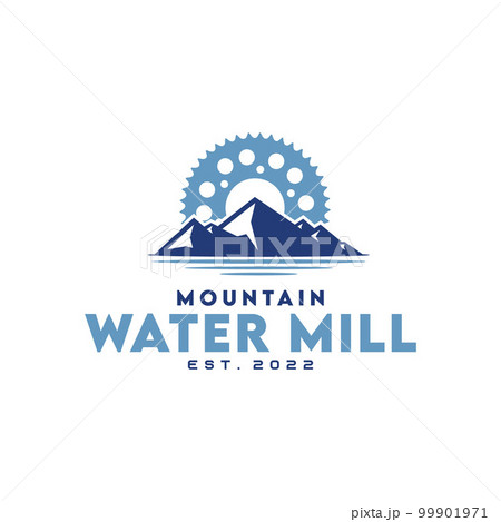 Mountains And Gears, Water Creek Mill Logo Design Mountains And Gears, Water Creek Mill Logo Design 99901971