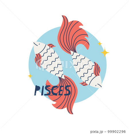 Pisces zodiac sign. The twelfth symbol of the horoscope. Astrological sign of those born in March. Vector illustration for design. 99902296
