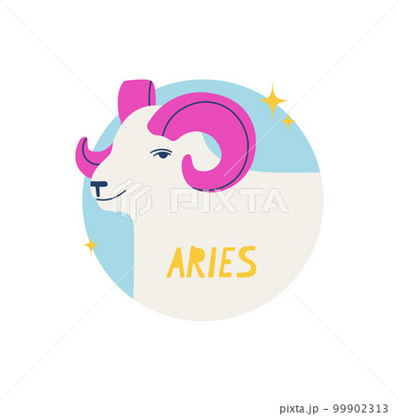 Aries zodiac sign. The first symbol of the horoscope. Astrological sign of those born in April. Vector illustration for design. 99902313