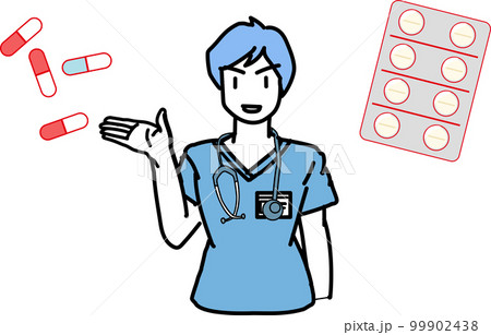 薬の説明をする医療従事者男性 99902438