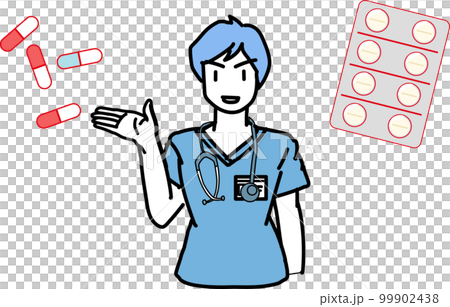 薬の説明をする医療従事者男性 99902438