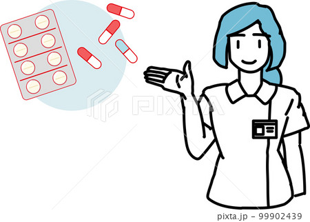 処方箋_薬の説明をする医療従事者女性 処方箋_薬の説明をする医療従事者女性 99902439